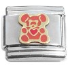 T544brown Teddy Bear and Heart Brown Italian Charm