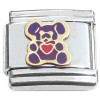 T544purple Teddy Bear and Heart Purple Italian Charm