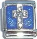 13mmC021 Cross on Blue 13mm Italian Charm