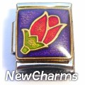 13mmCT048 Tulip On Purple 13mm Italian Charm