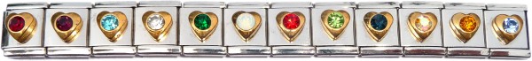 13mmHY1049set - Set of 12 Heart Birthstone Charms