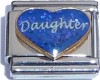 Daughter on Blue Heart Charm