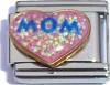 Mom on Pink Heart Italian Charm