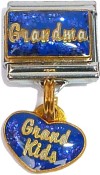 CT9211 Grandma Grandkids Blue Dangle Italian Charm