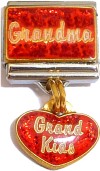 CT9220 Grandma Grandkids Red Dangle Italian Charm