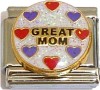 Great Mom with Hearts Italian Charm