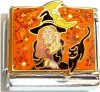 Witch with Black Cat Italian Charm