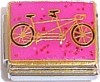 Tandem Bike for Two on Pink Italian Charm