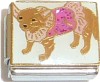 CT9332 Brown Chihuahua in Pink Dress Italian Charm