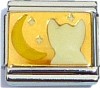 CT9373 Cat and Moon on Gold Italian Charm