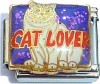 CA9374 Cat Lover on Purple Italian Charm