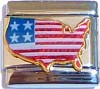 CT6176 USA Flag with Glitter Italian Charms 