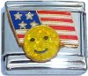 CT6222 USA Flag with Glitter Smilie Face Italian Charm
