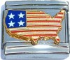 USA Flag on Map Italian Charm