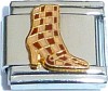 Brown Checkered Designer Boot Italian Charm