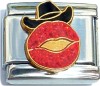 Cowboy Hat and Lips with Glitter Italian Charm