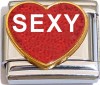 CT6442 Sexy on Red Heart with Glitter Italian Charm