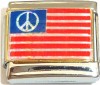 CT6443 Peace Sign on US Flag Glitter Italian Charm