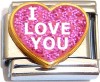 CT6448 I Love You on Pink Heart Italian Charm