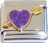 CT6455 Purple Heart with Arrow Italian Charm