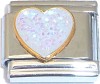 CT6459 White Glitter Heart Italian Charm