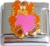 CT6589 Teddy Bear Holding a Heart Italian Charm