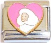 White Poodle in Pink HeartItalian Charm