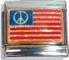 CT6668 US Flag with Peace Sign Italian Charm