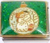 CT9420 Snowman Couple Ornament on Green Italian Charm