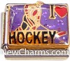 CT9478 I Love Hockey on Purple Italian Charm