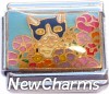 CT9717 Cat with Flowers Italian Charm