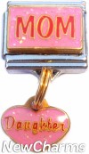 CT9727 Mom on Pink Dangle Italian Charm