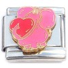 CT9802 Pink Elephant Holding a Heart Italian Charm