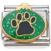 CT9862 Paw Print on Green Ornament Italian Charm