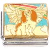 CT9867 Brown Angel Dog with Rainbow Italian Charm