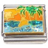 CT9874 Beach Scene Palm Trees Sparkle Water Italian Charm