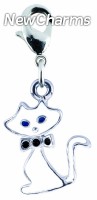 CE044 White Cat Enamel Dangle