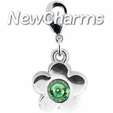 CE120 Flower Light Green Stone Enamel Dangle