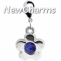 CE121 Flower Blue Stone Enamel Dangle