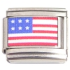 TV1003 USA American Flag Red White Blue Value Italian Charm