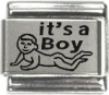 E021b It's a Boy Laser Italian Charm