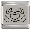 SL978 Mouse Hands Heart Laser Engraved Italian Charm