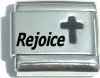 CB003 Rejoice Black Cross Laser Italian Charm