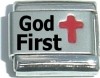 CR006 God First Red Cross Laser Italian Charm