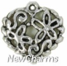 JS104 Silver Floral Heart ORing Charm