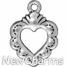 JT157 O-Ring Dangle Silver Open Heart 