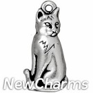 JT197 Silver Sitting Cat O-Ring Charm 