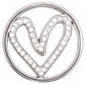 DA984 Heart in Circle Plate in Silver for 30mm Locket
