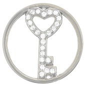 DA985 Key Heart Plate in Silver for 30mm Locket