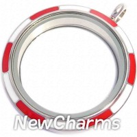 EC10 Red & White Enamel Stainless Steel Big Round Locket